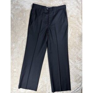 Strathmore Mens Black 100% Wool Dress Pants Vintage Made USA Old Money Trousers